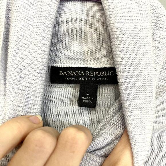 Banana Republic Light Blue 100% Merino Wool Turtleneck Classic Sweater L - Picture 4 of 7